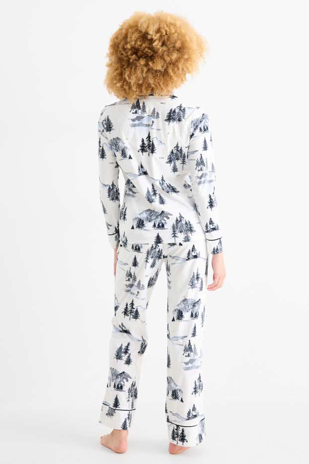 Women - Fleece pyjamas - patterned - white