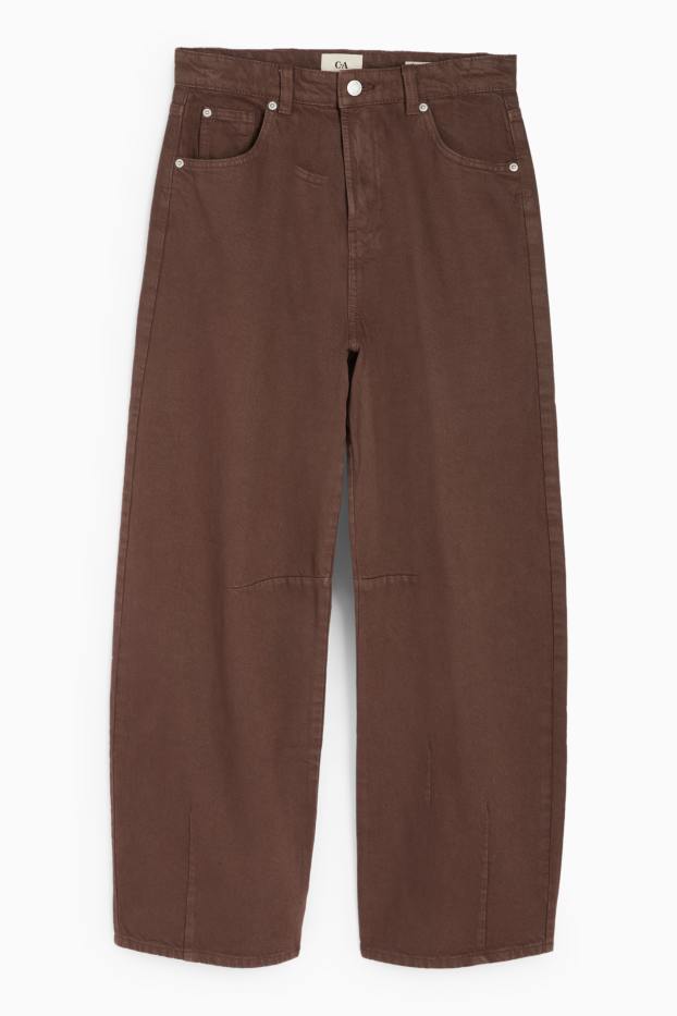 Femei - Balloon jeans - talie medie - maro