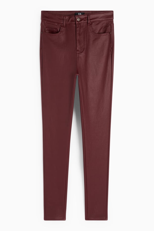 Femei - Pantaloni de stofă - talie înaltă - skinny fit - bordo