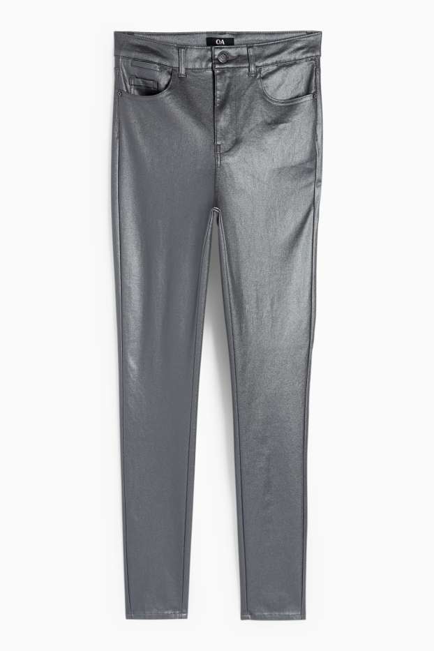 Femei - Pantaloni de stofă - talie înaltă - skinny fit - gri