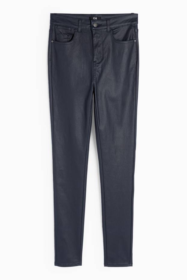 Femei - Pantaloni de stofă - talie înaltă - skinny fit - albastru închis