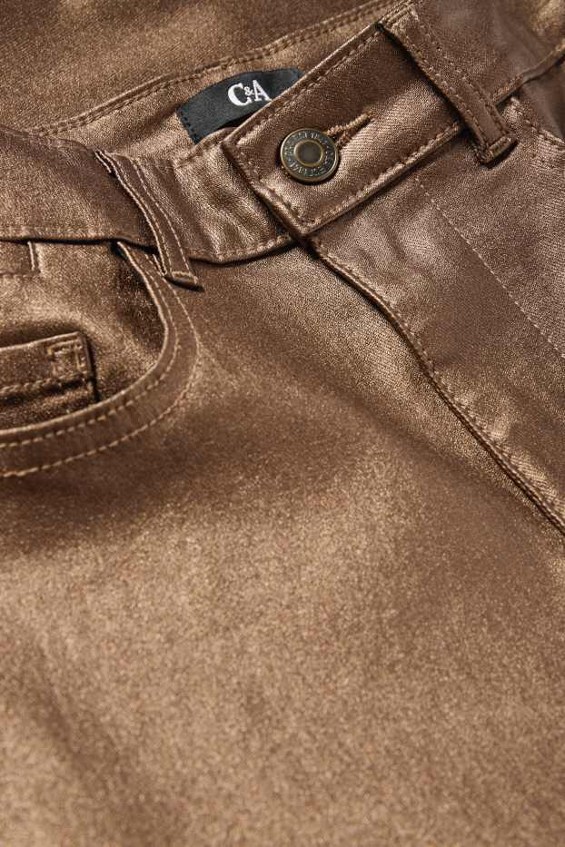 Femei - Pantaloni de stofă - talie înaltă - skinny fit - maro