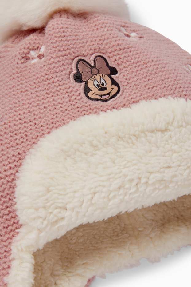 Bebeluși - fete - Minnie Mouse - căciulă cu ciucure bebeluși - roz