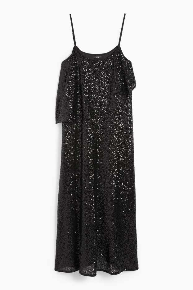 Femei - Rochie cu paiete - straight fit - negru