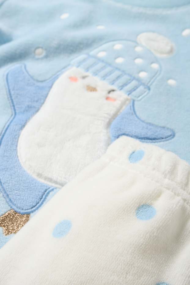 Unisex - Pinguin - pijama de iarnă - 2 piese - albastru deschis