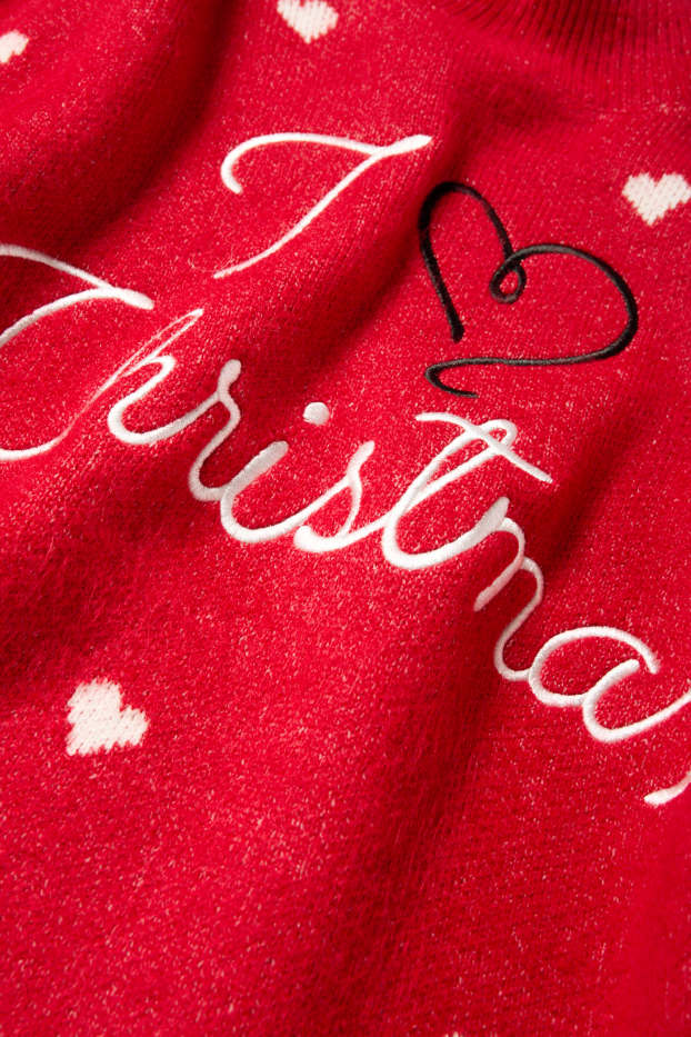 Femei - Pulover cu motive de Crăciun - I Love Christmas - roșu