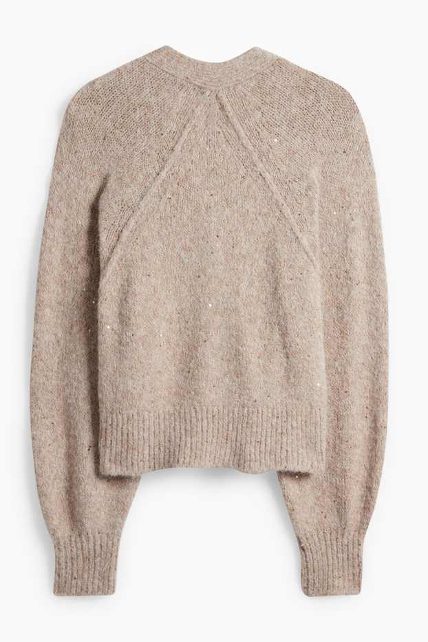 Femei - Cardigan tricotat - bej