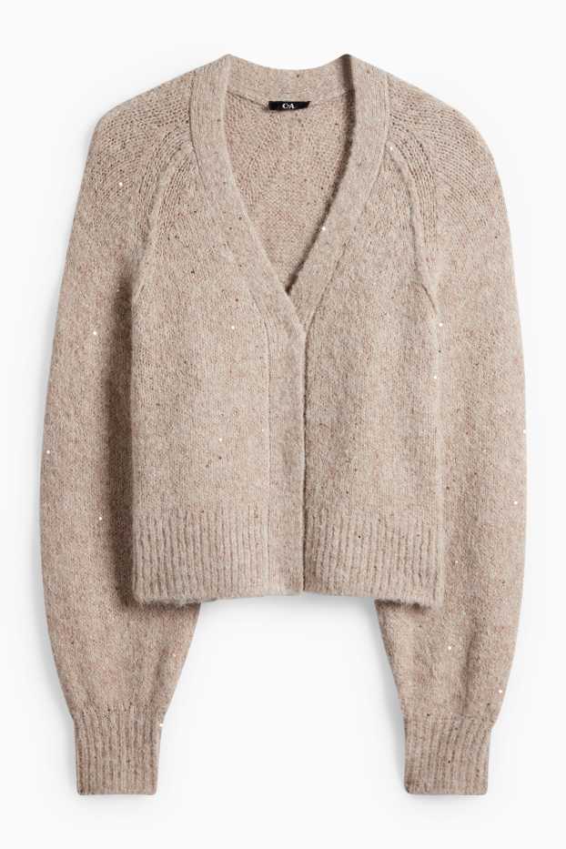 Femei - Cardigan tricotat - bej