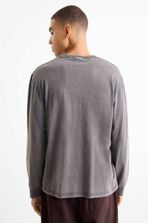 Bărbați - Tricou cu mânecă lungă - relaxed fit - gri