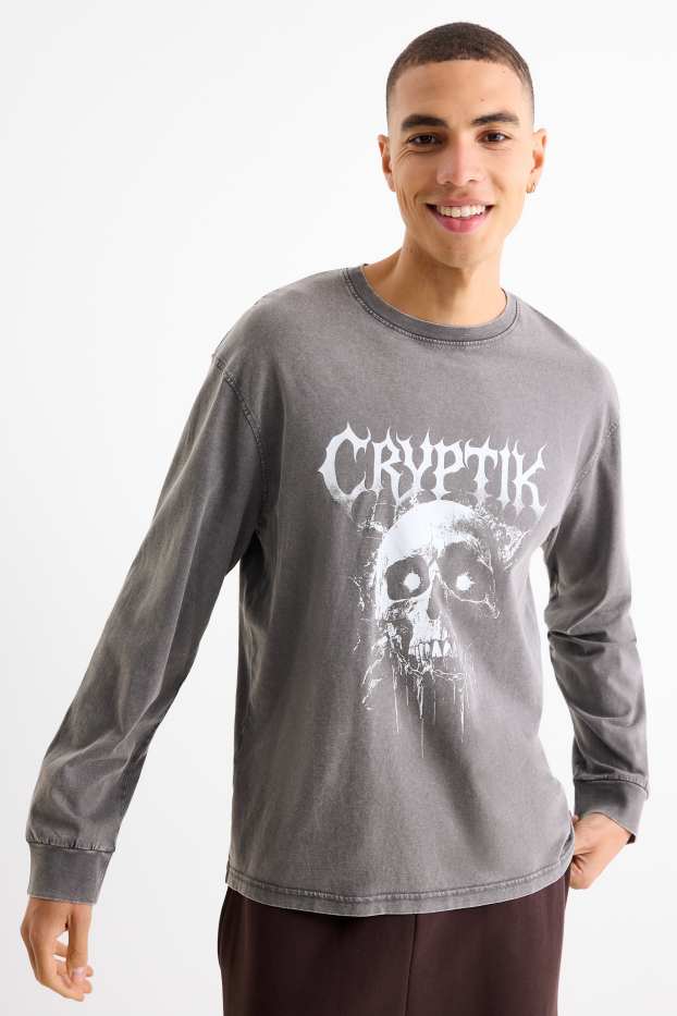 Bărbați - Tricou cu mânecă lungă - relaxed fit - gri