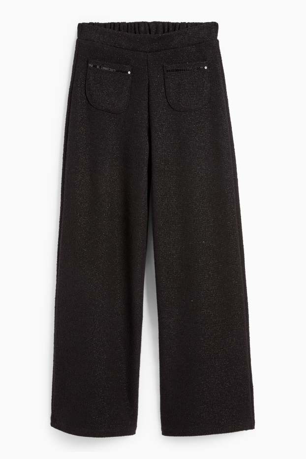 Copii - Fete - Pantaloni din jerseu - structurați - negru
