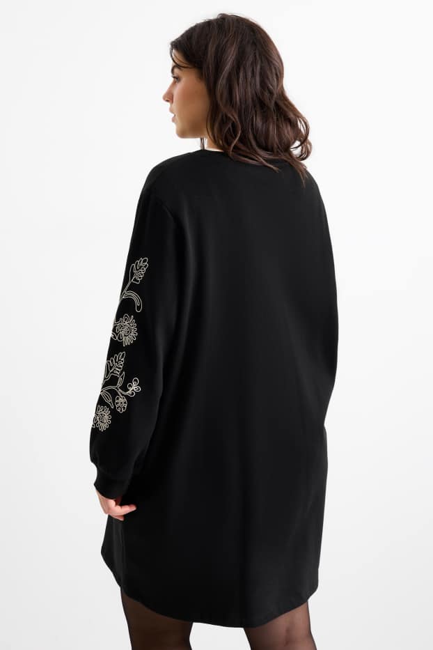 Women - Sweatshirt dress - straight fit - black