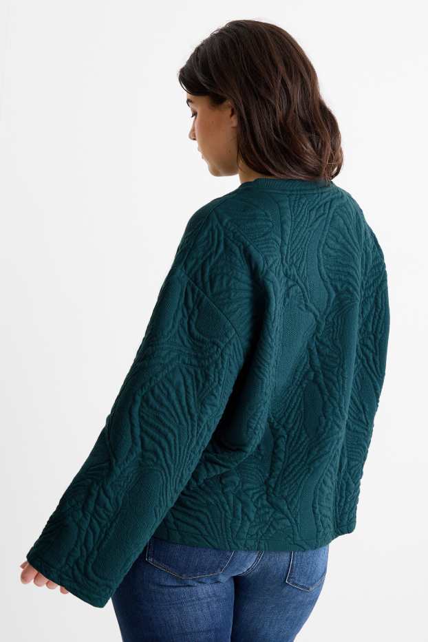 Damen - Sweatshirt - strukturiert - dunkelgrün