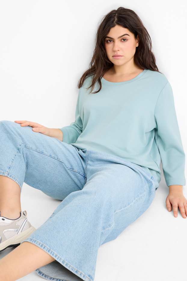 Femei - Tricou cu mânecă lungă - relaxed fit - turcoaz deschis