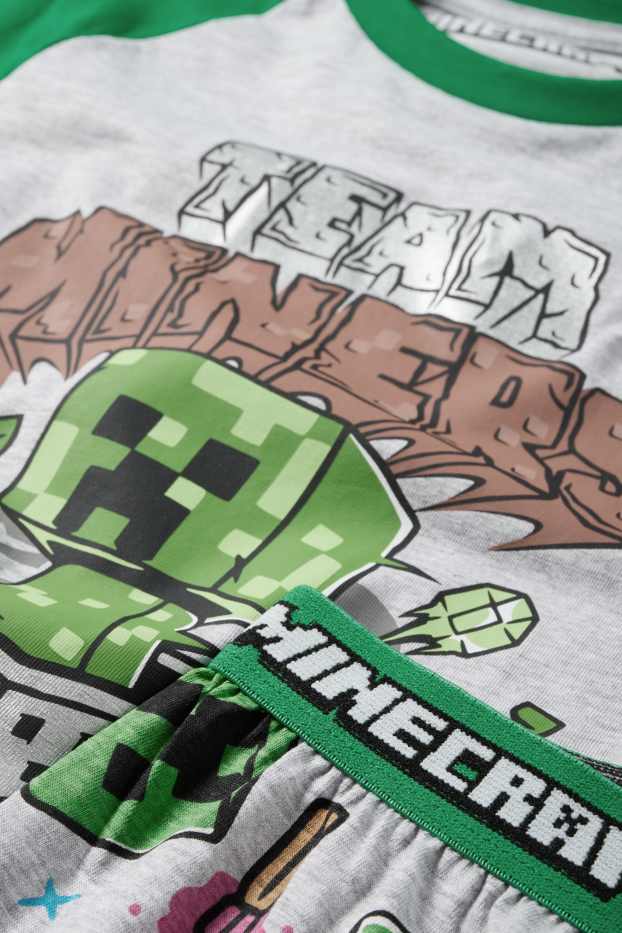 Copii - Băieți - Minecraft - pijama - 2 piese - verde / gri