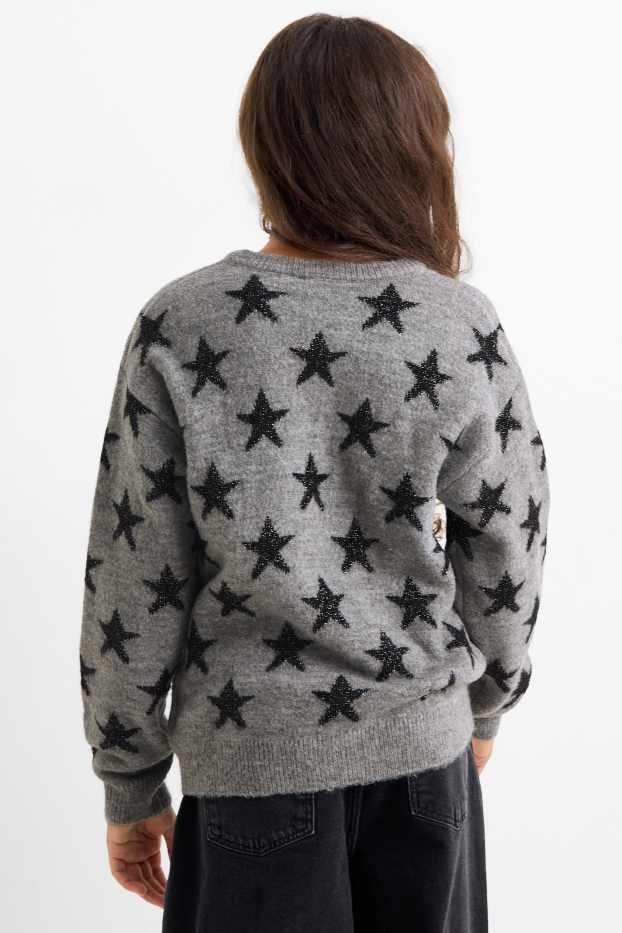 Children Girls - Star - jumper - gray