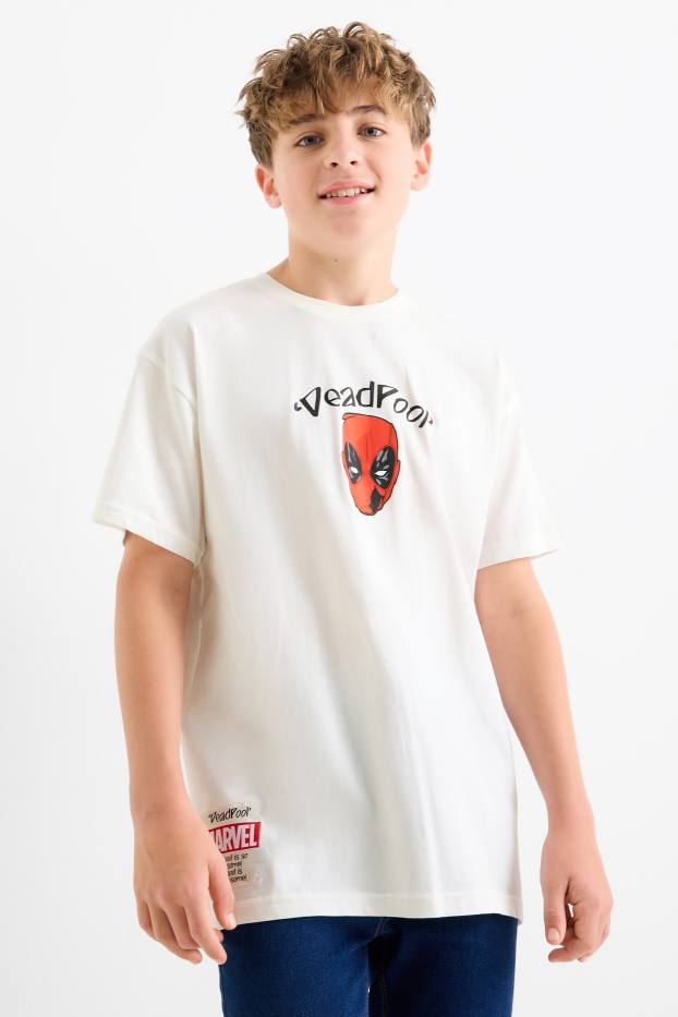 Copii - Băieți - Deadpool - tricou cu mânecă scurtă - alb-crem