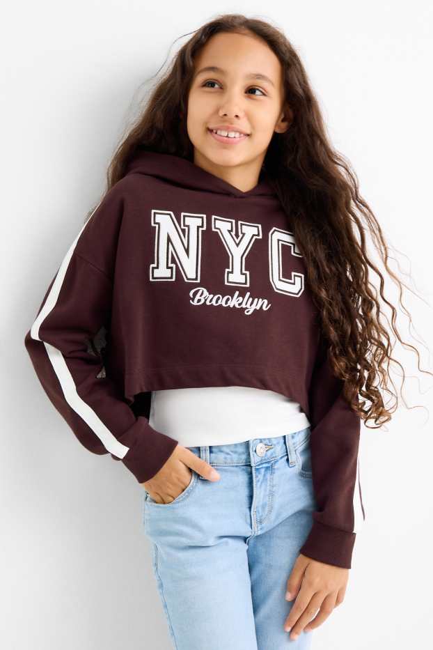 Copii - Fete - NYC - set - hanorac și top - 2 piese - bordo