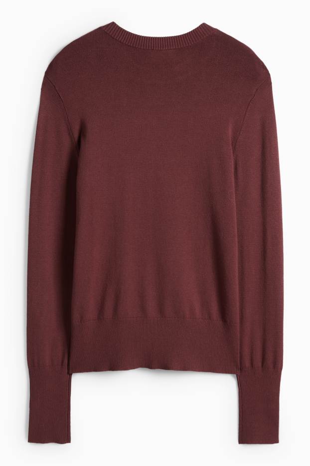 Femei - Pulover din tricot fin - maro