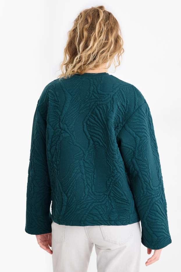 Damen - Sweatshirt - strukturiert - dunkelgrün