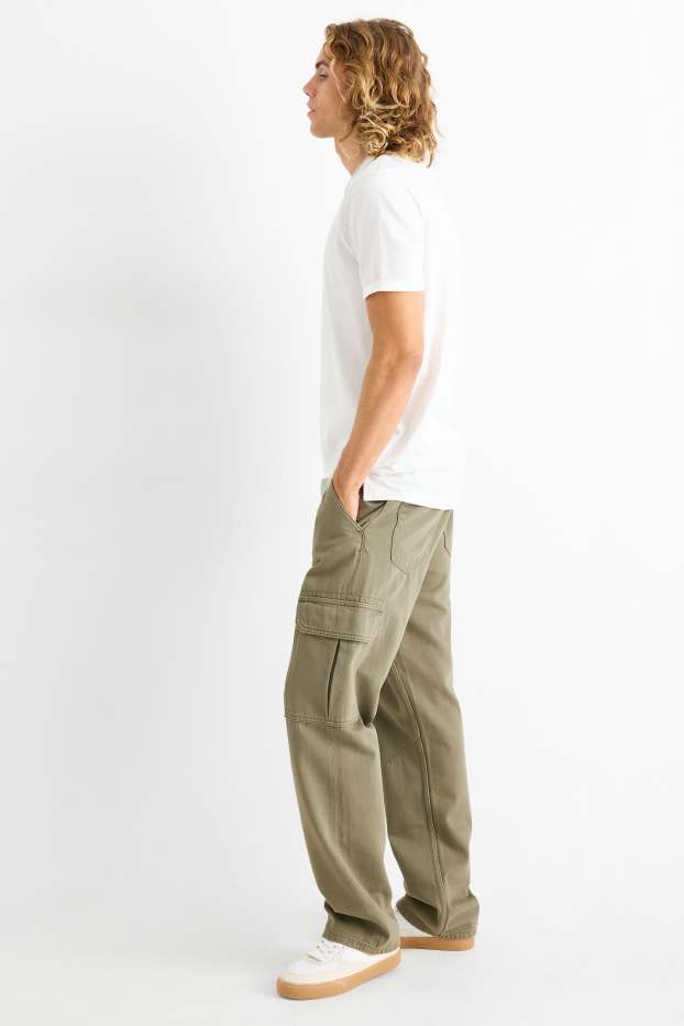Bărbați - Pantaloni cargo - relaxed fit - kaki
