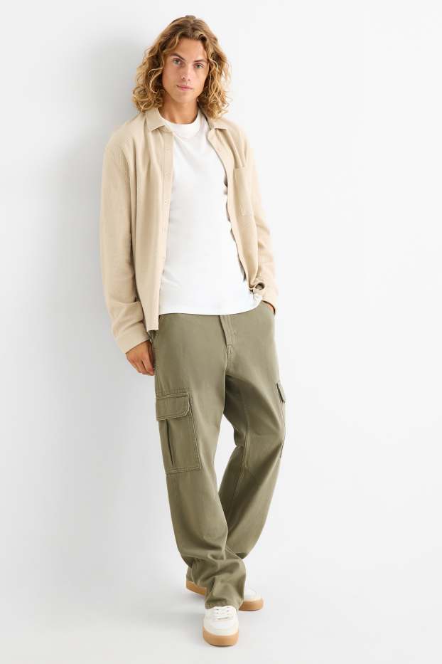 Bărbați - Pantaloni cargo - relaxed fit - kaki