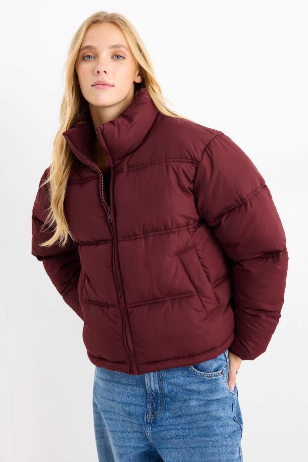 Femei - Jachetă matlasată - bordo