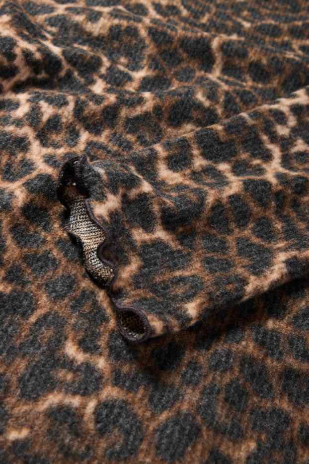 Femei - Tricou crop cu mânecă lungă - slim fit - imprimeu de leopard - negru / nej