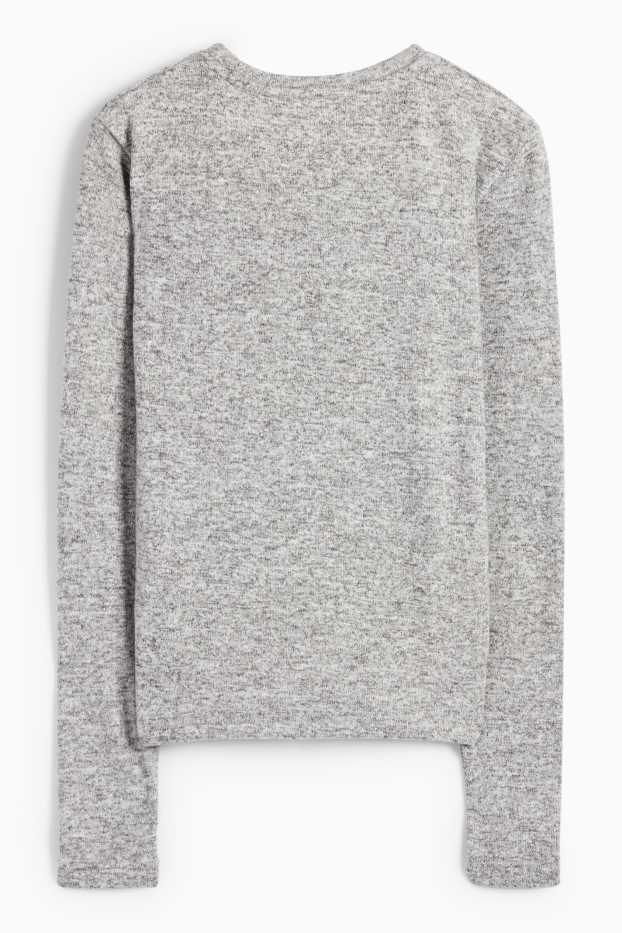 Women - Long sleeve top - slim fit - gray-melange