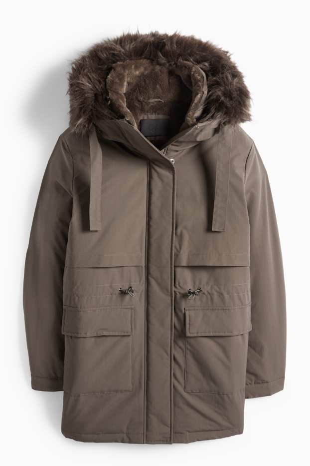 Femei - Parka cu glugă - căptușită - rezistentă la apă - kaki