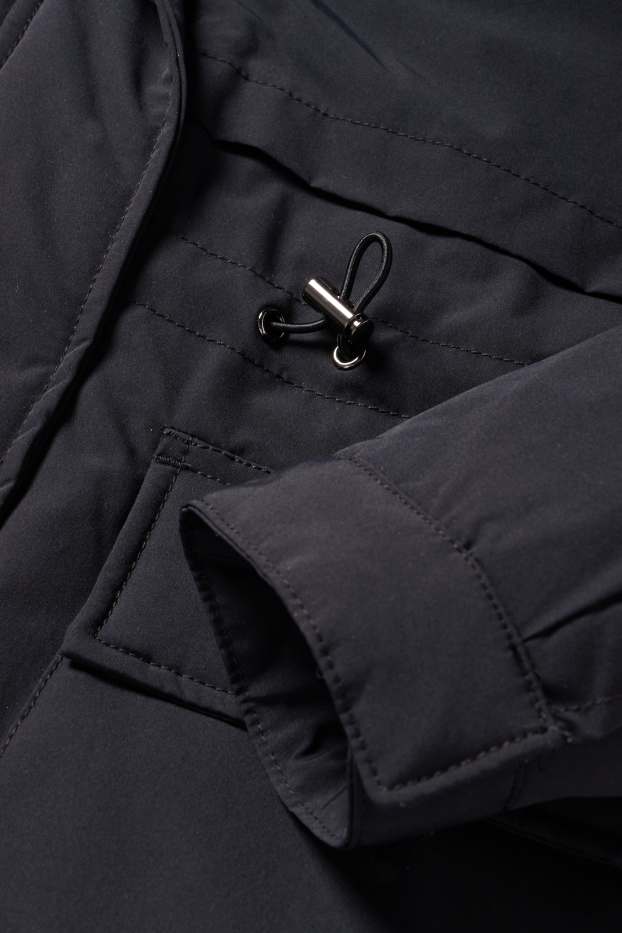 Femei - Parka cu glugă - căptușită - rezistentă la apă - negru