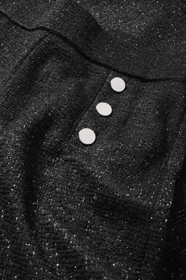 Femei - Pantaloni bouclé - talie înaltă - wide leg - negru