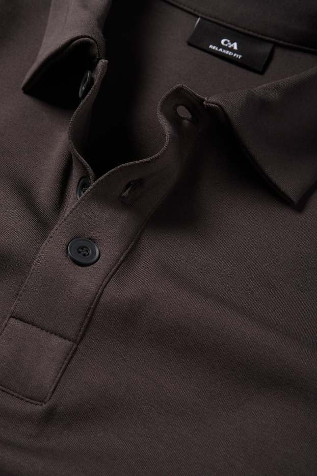 Bărbați - Tricou polo cu mânecă lungă - relaxed fit - maro închis