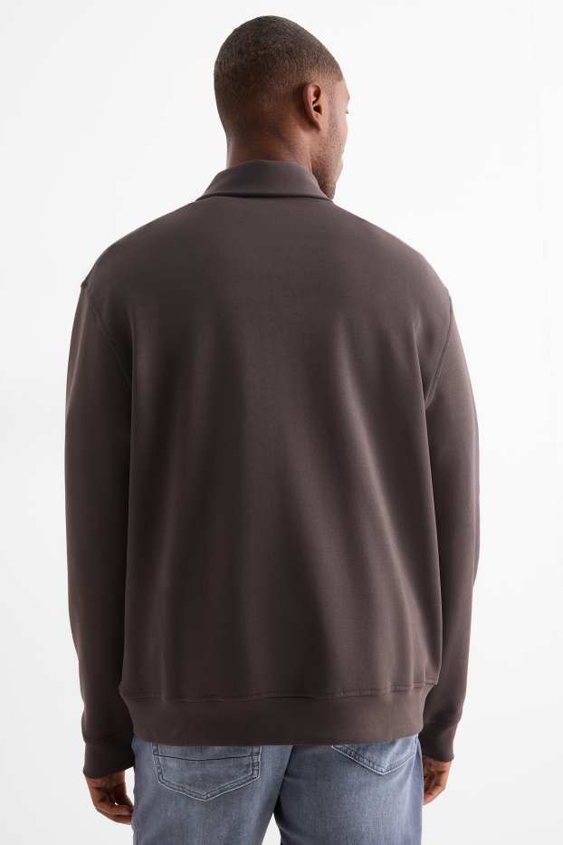 Bărbați - Tricou polo cu mânecă lungă - relaxed fit - maro închis