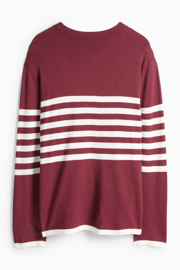 Femei - Pulover - cu dungi - bordo
