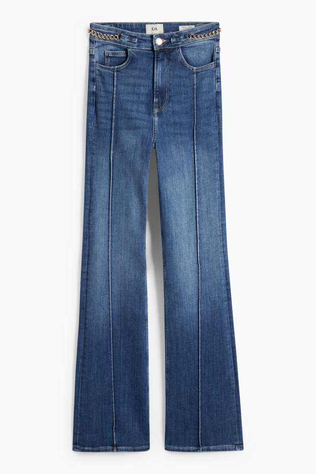Femei - Flared jeans - talie înaltă - LYCRA® - denim-albastru