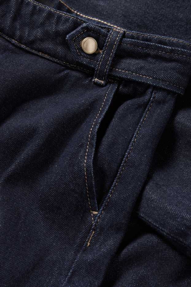 Femei - Wide leg jeans - talie medie - denim-albastru închis