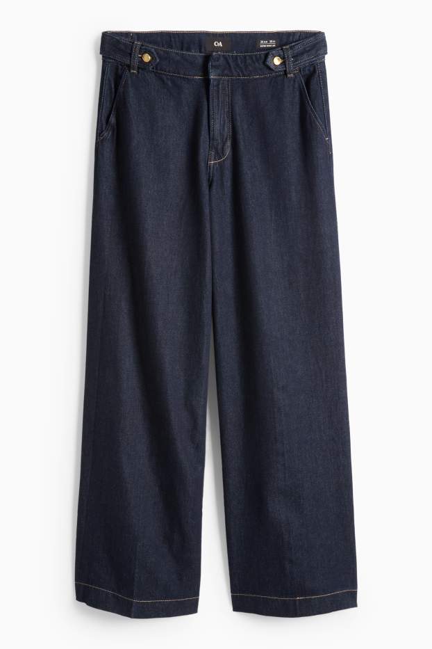 Femei - Wide leg jeans - talie medie - denim-albastru închis