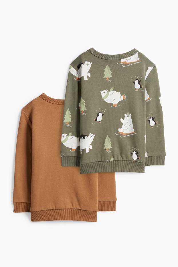 Bebeluși - băieți - Multipack 2 buc. - urs polar și pinguin - bluză de molton bebeluși - maro