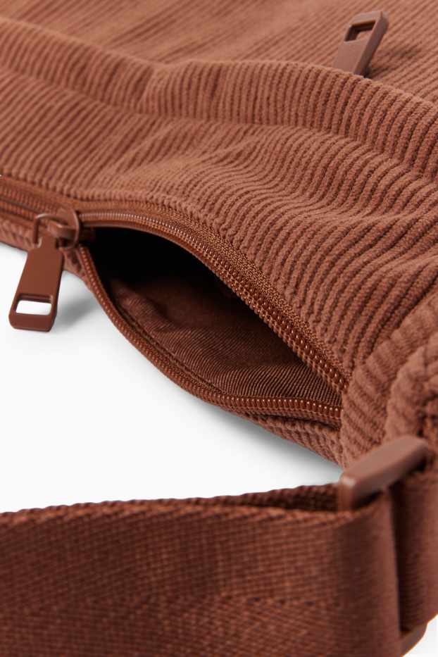 Dámské - Manšestrová taška přes rameno - hnědá