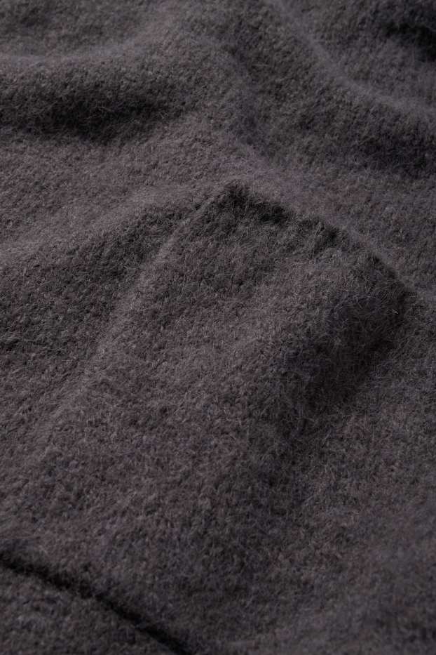 Femei - Cardigan tricotat lung - gri închis