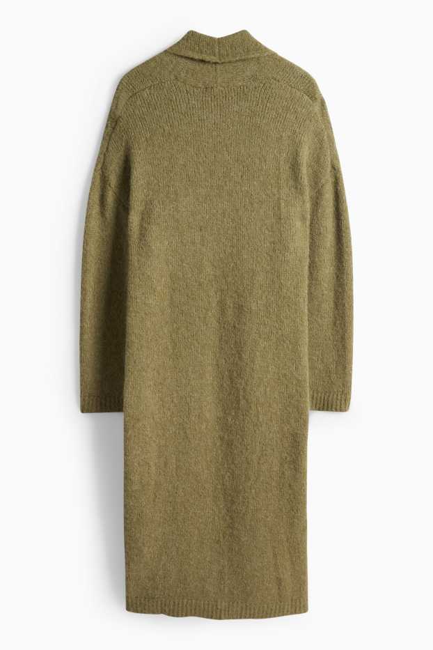 Femei - Cardigan tricotat lung - verde