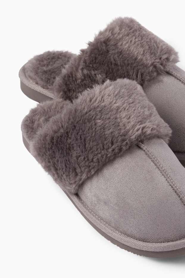Women - Slippers - faux suede - gray