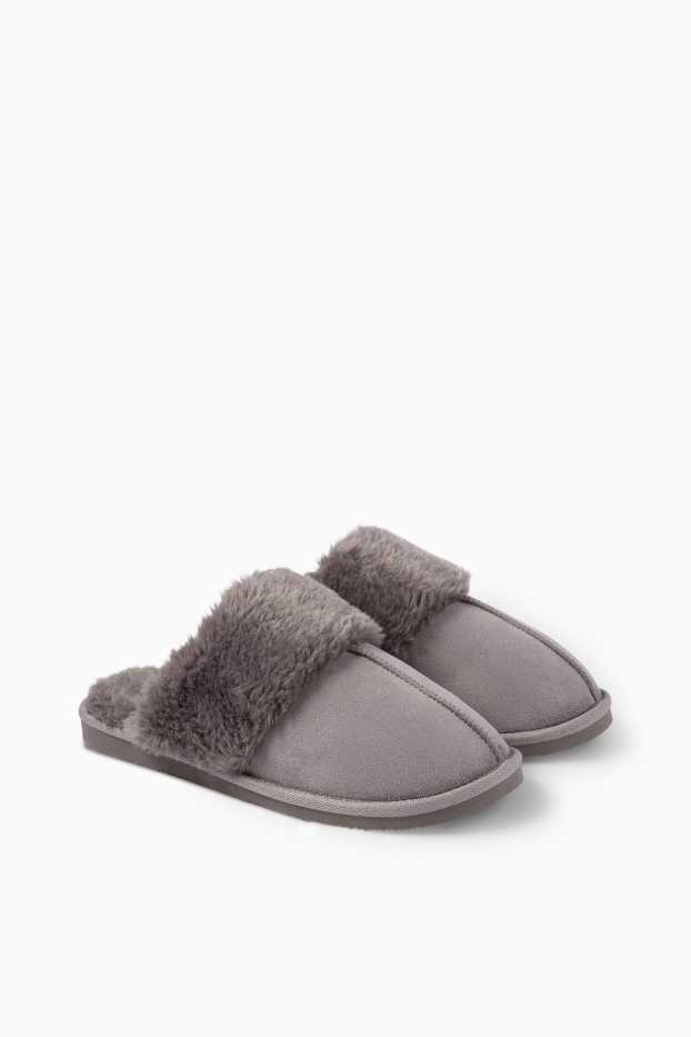 Women - Slippers - faux suede - gray