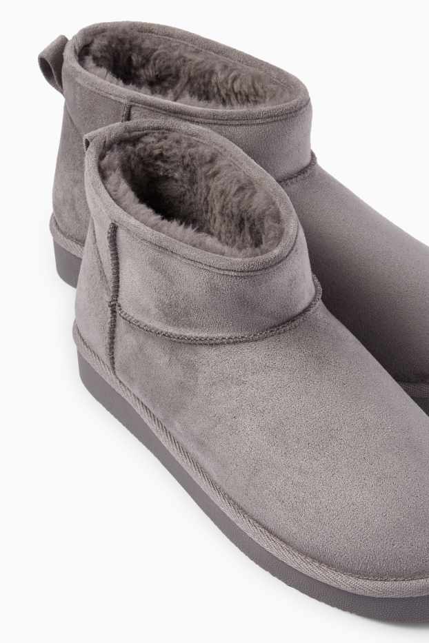 Femei - Botine - imitație de piele întoarsă - gri