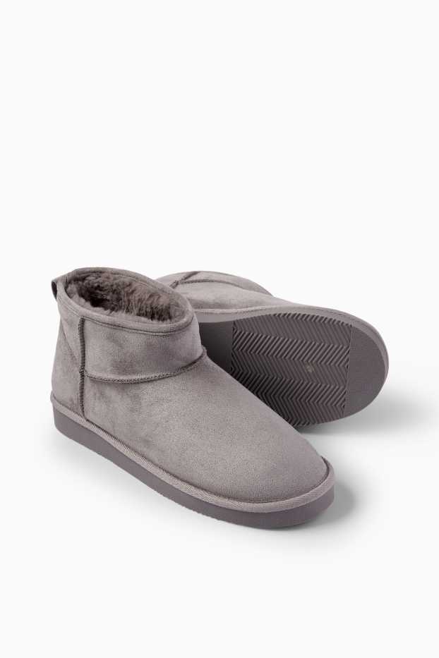 Femei - Botine - imitație de piele întoarsă - gri