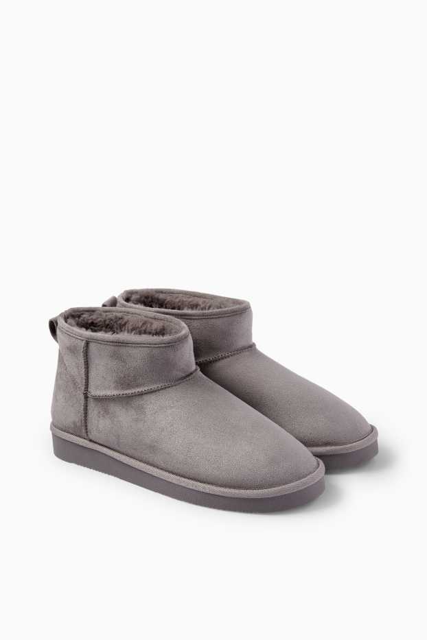 Femei - Botine - imitație de piele întoarsă - gri