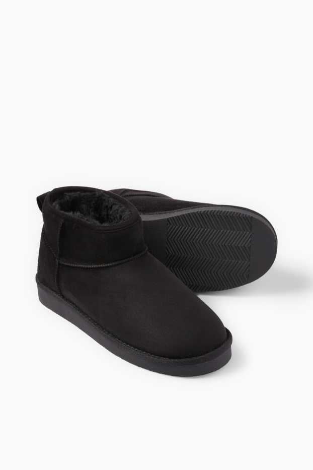 Femei - Botine - imitație de piele întoarsă - negru