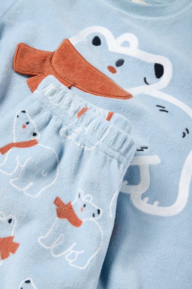 Copii - Băieți - Urs polar - pijama de iarnă - 2 piese - albastru deschis