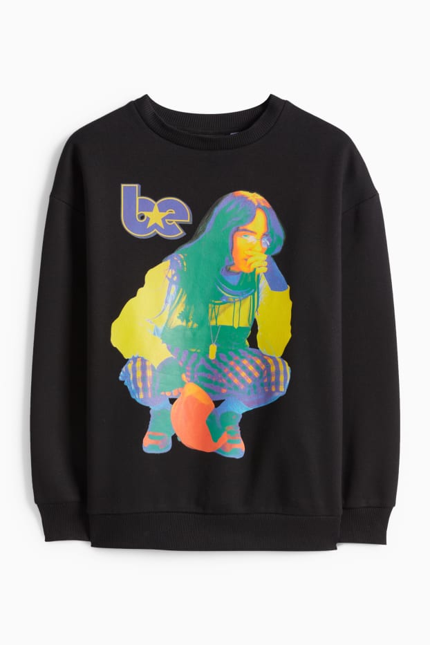 Copii - Fete - Billie Eilish - bluză de molton - negru
